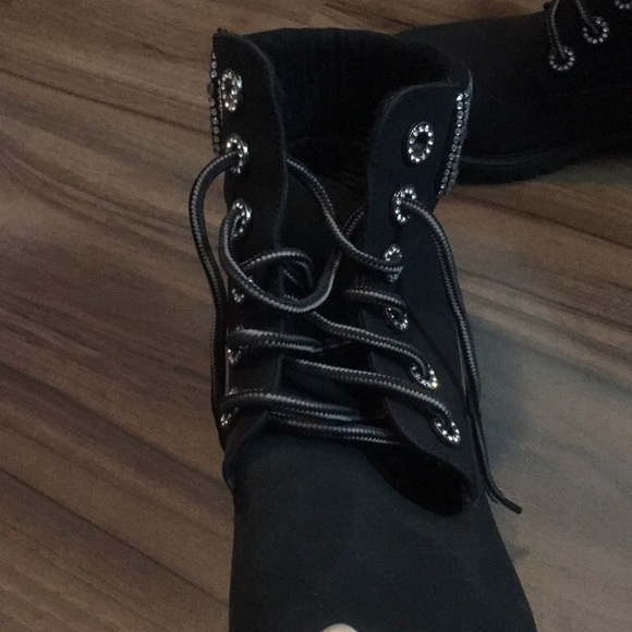 Black rhinestone detailed boots. - Picture 2 of 3